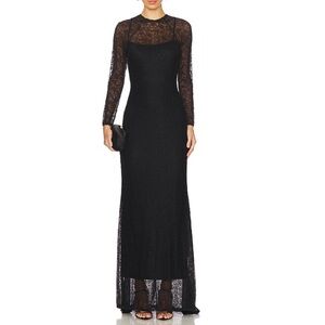 Simkhai Stacy Lace Gown Size 10 Whimsyghost Party Cocktail Long Sleeve In Black